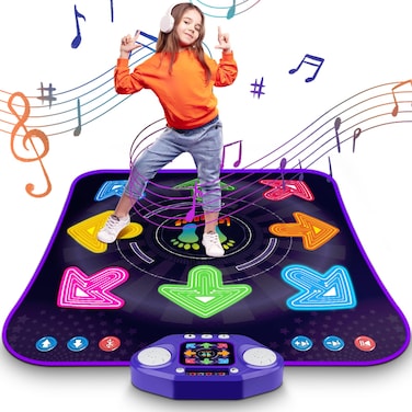 Dance Mat Toys for 3-12 Year Old Girls &amp; Boys, Dance Mats with Light Up 8-Buttons &amp; Wireless Bluetooth, Music Dance Toy with 5 Modes Game, Birthday Xmas Gifts for 3 4 5 6 7 8 9 10+ Year Old Girls Boys