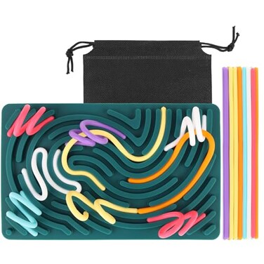 Sensory Activity Board, Silicone Fidget Toy for Stress Relief, Calming, Focus, ADHD and Autism, 6 Colors Sensory Toys Game Controller for Kids 2+ &amp; Adults with 20 Strings