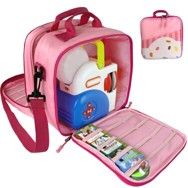 Detachable Bag Compatible with Little Tikes Story Dream Machine Books Starter Set，Kids Toys Storage Case for Little Tikes for Storybook, Audio Play, Character,with Handle and Shoulder Strap (Pink)