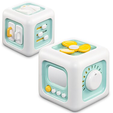 SOCBTNSO Busy Cube Toy, Sensory Toys for Toddlers 1-3, Baby Car Seat Toys 12-18 Months, Toddler Airplane Travel Toys Age 1-2, Learning Fine Motor Skills, 1st Birthday Gifts Boys Girls