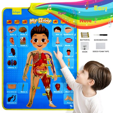 Paloura Body Parts for Toddlers - Electronic Interactive Body Talking Poster Learn Names &amp; Facts &amp; Games &amp; Songs of Body Learning Toys for 3,4,5,6,7,8,9 Year Old Boys &amp; Girls Anatomy for Kids
