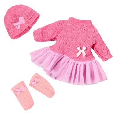 15 Inch Baby Doll Clothes Casual Cute Pink Fashion Outfits Dress 3-Piece Set Suitable for 14-16 Inch Alive Dolls Clothes, Clothes for Dolls Girls Birthday Gift