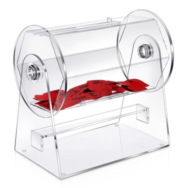Kathfly Acrylic Raffle Ticket Drum Clear Raffle Drum Spinner Raffle Drum Transparent Raffle Ticket Box for Lottery Games Bingo (12 x 12 x 7 Inch)