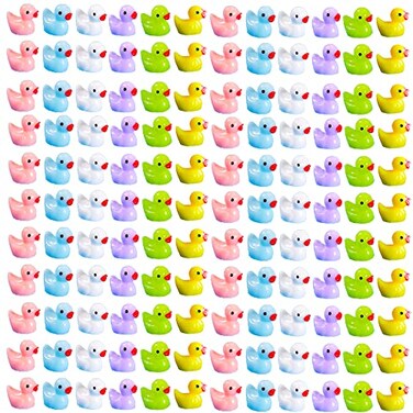 Neec 110 Pcs Mini Resin Duck，Miniature Figures Fairy Garden Ducks Tiny Ducks for Home Prank Game Dollhouse Ornament Handmade School Project Accessories