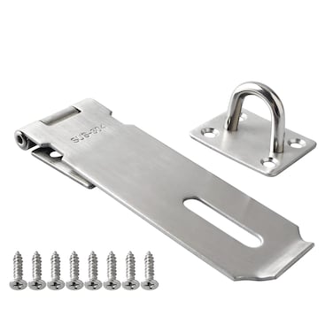 Alise Hasp Lock,Door Hinge Lock Padlock,Black Clasp Latch Hinges Lock for Doors,SUS 304 Stainless Steel Brushed Nickel Chest Latches(5 Inch MS9-5B)
