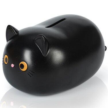 H&amp;W Black Cat Piggy Bank for Girls,Plastic Coin Bank,Unbreakable Money Bank,Cute Piggy Bank for Kids,First Money Box,Best Birthday
