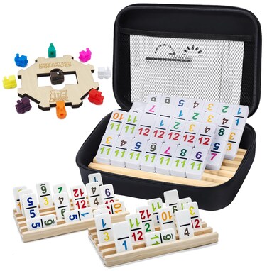 ESSAJOY Dominoes Set for Adults and Kids Dominoes Set Double Six in Wine Wooden Case Double 6 Professional Domino Set 28 pcs Standard Domino Set 28 Tiles