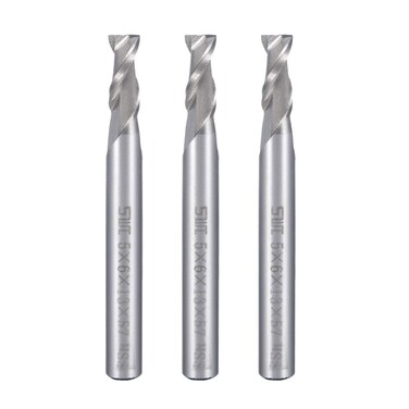 uxcell 3pcs 6mm Shank 5mm x 13mm Straight Flat Nose End Mill Cutter CNC Router Bits 2 Flute