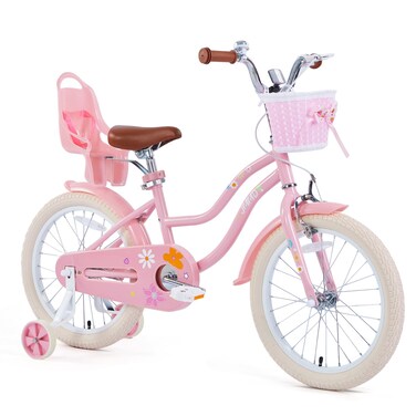 JMMD Girls Bike Ages 4-12 Years Old, Kids Bike for Toddlers with Basket &amp; Training Wheels, 12 14 16 18 20 24 Inch Kids Bicycle with Handbrake &amp; Kickstand, Pink