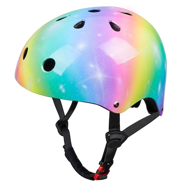 Toddler Helmet, Bienbee Kids Bike Helmet Skateboard Helmets for Bicycle Balance Bike Scooter for Girls Kids Age 3-5-8-14 Years, Rainbow S