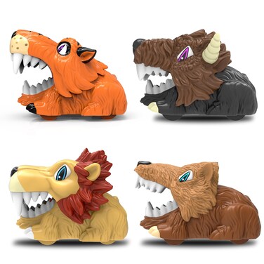 Toy Cars Monster Trucks Animal Race Cars Toy, Push and Go Pull Back Car, 4Pack Tiger Lion Wild Ox Wolf,Friction Power Car, 3 Year Old Boys Girls, Toddlers Age 3,4,5,6,7 Year Animal Game Car Toys