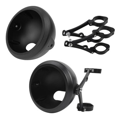 Generic 5.75 inch CNC Motorcycle Headlight Housing Bucket with CNC Side Mounting Bracket 36-40MM Fork Tube Holder Clamps, All Made of The high-qulified Aluminium for Motorcycle, black