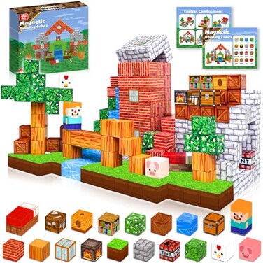 Goody King Magnetic Blocks  100PCS Magnetic Building Cube Game, Constructions Toys for Boys &amp; Girls Age 3-4, 5 6 7 8 9 10, STEM Montessori Stacking Toy, Sensory Tiles Building Birthday for Toddlers
