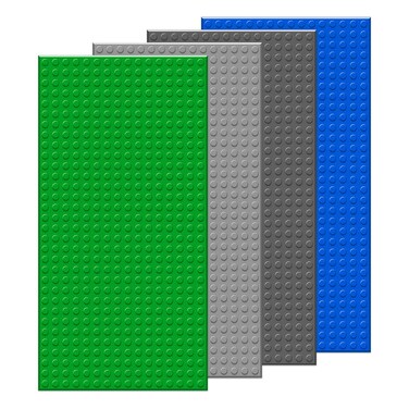 EKIND 4 PCS Classic 5" x 10" Building Baseplates, Compatible with Major Brands Toy Bricks, Encourage Logic &amp; Creativity Through Play, Ideal STEM Activities for Children (4 Color)