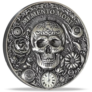Memento Mori &amp; Vivere Challenge Coin - Dual Symbols of Life's Transience and Vitality - Inspirational Stoic Gift (Single Coin)