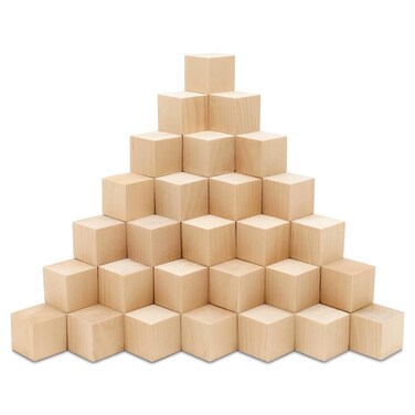 Wooden Blocks, 1-1/4 Inch Unfinished Wood Blocks for Crafts, Pack of 25 Wooden Cubes, Plain Wooden Blocks for Baby Shower, Small Blank Wooden Blocks, STEM, Building, Birch Wood Cubes for Crafts