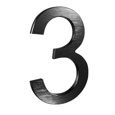 6 Inch Modern House Numbers- Premium Aluminum Floating Home Address Number withElegant &amp; Sophisticated Brushed Finish, Black, Number 3