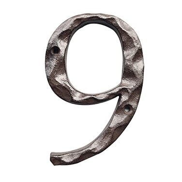 BetLight Cast Iron House Numbers-5 Inch Rustic Address Number- Solid &amp; Heavy Duty/Easy Install with Matching Screws-Number 9