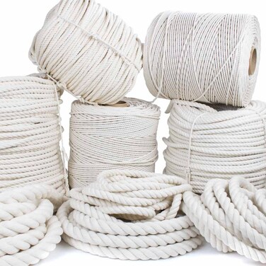GOLBERG Twisted 100% Natural Cotton Rope - White Cotton Rope - (1/2 Inch x 50 Feet)