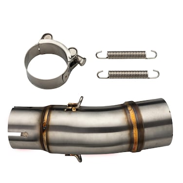 Motorcycle Exhaust Mid Pipe, Exhaust Muffler Adapter Connect Pipe with Clamps Compatible with Kawasaki EX250 EX300 Z250 Z300, Ninja 250 Ninja 300 2018-2022 Ninja 650 2018-2022 Ninja 400 Z400 2017-2022