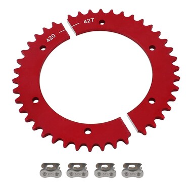 420 Chain 42 Tooth Rear Split Sprocket Mini Bike Sprocket for Predator 79cc 98cc 196cc 212cc 301cc 389cc 420cc 6.5hp 7.0hp 13hp 15hp 3.0hp Mini Bike Parts Go Kart Racing