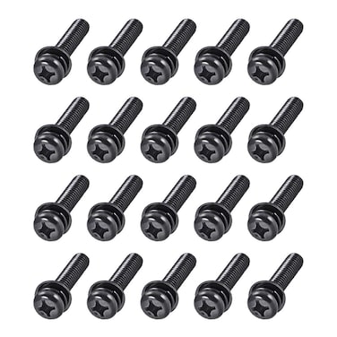 uxcell M6 x 25mm Carbon Steel Phillips Pan Head Machine Screws Bolts Combine with Spring Washer and Plain Washers 20pcs