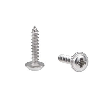 uxcell 2x10mm Self Tapping Screws Phillips Pan Washer Head Screw 304 Stainless Steel Fasteners Bolts 50Pcs