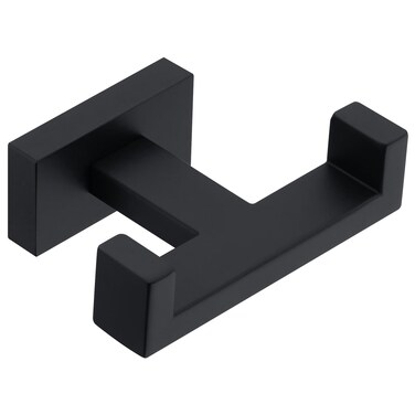 Suyar Matte Black Double Towel Hook, SUS 304 Stainless Steel Bathroom Coat Robe Hook, Hand Towel Holder for Wall