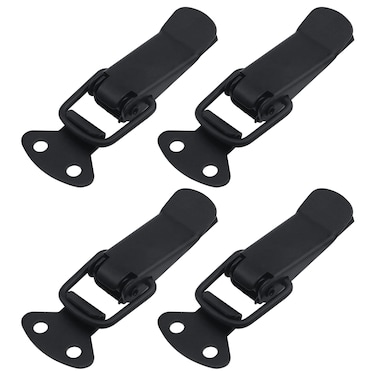 Antrader 4 Set Black Stainless Steel Hardware Cabinet Boxes Spring Loaded Latch Catch Toggle Hasp with Screws