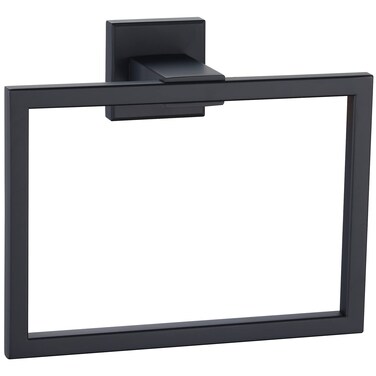 Angle Simple Bathroom Towel Ring, Stainless Steel Hand Towel Holder for Kitchen, Wall Mounted, Matte Black