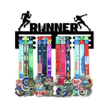 Resama RUNNER Medal Hanger Holder Display Rack for Awards Ribbons Personalized Medal Sports Themed Race Ribbon Holder for Wall-Medal Hanger Display Award Rack-Metal Hanger Display for Men Boy Girl Kid