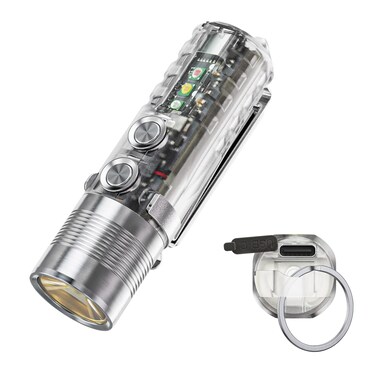 RovyVon Aurora A28 2nd USB-C EDC Flashlight, 6500K Cool White Max 1000 Lumen, 850mAh Rechargeable Small Flashlight, with Red/White/ 365nm Sidelights, Momentary On, Ideal Flashlight for Camping