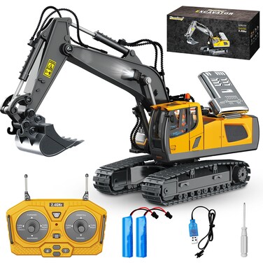 Samtop Remote Control Excavator Toys, 11 Channel 1:20 RC Construction Vehicles, 680&deg; Rotation Hydraulic Car Toys for 4 5 6 7 8 9 10 Year Old Boys Kids, RC Truck Digger Toys Christmas Birthday Gifts