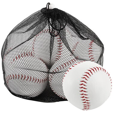 Tebery 6 Pack White Sports Practice Softballs, 12-Inch Official Size and Weight Slowpitch Softball, Unmarked &amp; Leather Covered Training Ball for Games, Practice and Training