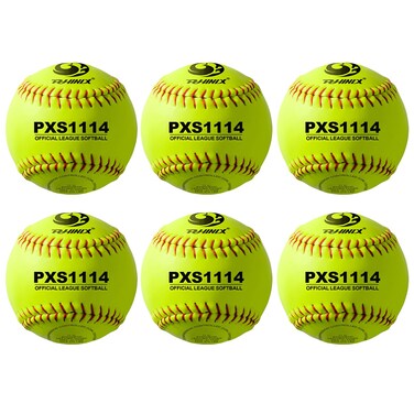 PHINIX Fast-Pitch Softballs Cork Core for Practice, Competitions 11 inch （Box of 6）