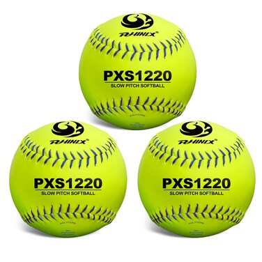 PHINIX Softball Official Size and Weight for Practice 12 Inch (12 inch,Bag of 3)