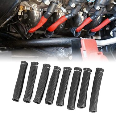 Wsays 8PCS 2000&deg; Spark Plug Wire Boots Protector Sleeve Heat Shield Cover Compatible with All Angled &amp; Straight Boots