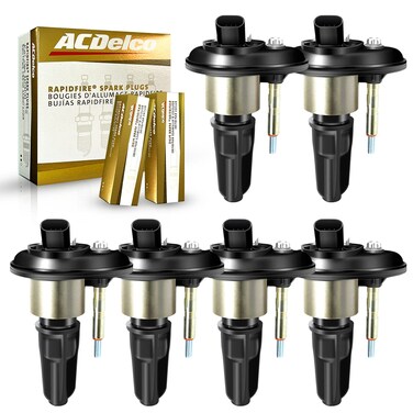 MAS Set of 6 Ignition Coils Pack UF303 &amp; OEM Spark plugs Compatible with Chevrolet Trailblazer Colorado Buick Rainier GMC Canyon Envoy Hummer H3 Isuzu Olds Saab Replacement for UF303 GN10114 52-1743