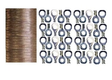 20' (609cm) x 0.35" Copper Ground Strap Cable+ Do-It-Yourself Terminal Kit. Braided Wire