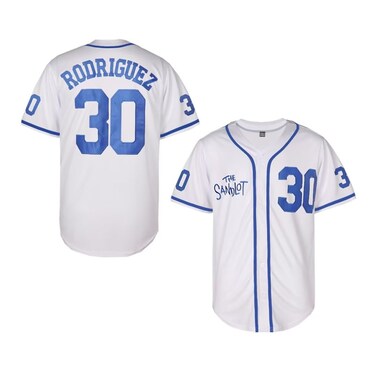 Men's Baseball Jersey #30 Stitched The Sandlot Benny The Jet Rodriguez Movie Baseball Jersey Sports Uniform White