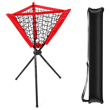 Hikeen Baseball Caddy Softball Coaching Accessories Baseball Training Equipment Portable and Detachable Batting Tee Softball Rack for Batting Practice Pitching Training Ball Storage with Carrying Bag