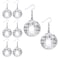 Henoyso 4 Pairs Light up Disco Ball Earrings LED Light Earrings 60s 70s Earrings for Women Girls Bachelorette Party Dance Party Christmas Costume Accessories (Silver)