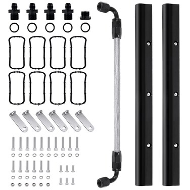 Endxedo Billet Fuel Rail Kit Fits LS LS1 LS2 LS3 LS6 Stock Intake Manifold Fuel Rail Kit with both Rails/Crossover Line 6AN+Hardware