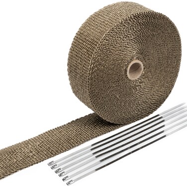 SunplusTrade 2" x 50' Titanium Exhaust Wrap for Motorcycle Car Headers with Stainless Steel Zip Ties
