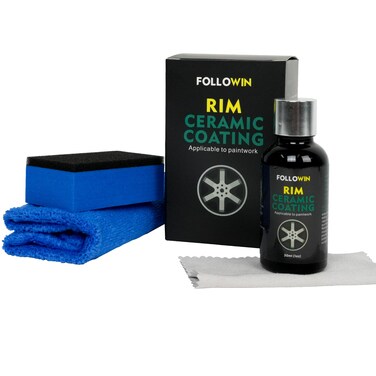 FOLLOWIN Wheel Rim Ceramic Coating,Repels Brake Dust and Dirt,Stain &amp; Water Repellent,Advanced Hydrophobic Rim Ceramic Coating for Wheels 30ml