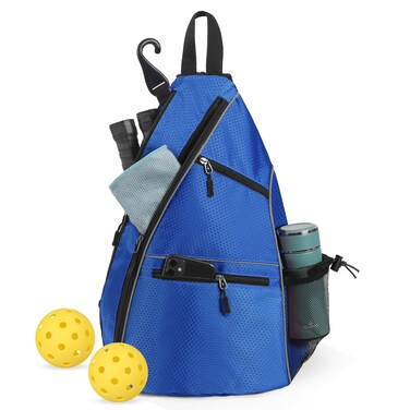 Pickleball Bag, Sports Pickleball Backpack for Men Women, Adjustable Crossbody Pickleball Paddle Bag, Sling bag for Paddle Pickleball Equipment, Tennis Bags, Large Capacity and Water Bottle Pocket
