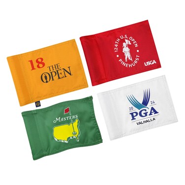 CoGolfing Grand Slam Golf Flag Mini, 8x6 Inch, Double-Sided Silk-Screened, Fade-Resistant 420D Nylon, Ideal for Backyard Practice Putting Green, 4-Pack