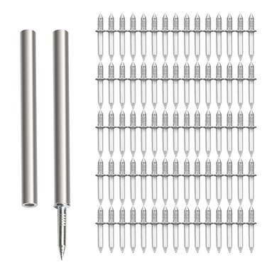 200pcs Double-Head Skirting Thread Seamless Nails with BONUS 2pcs Sleeve Tools, Double Headed Nails Non Marking Double Sided Nails, Invisible Security Screws for Wood Baseboards Double-Headed Nails.