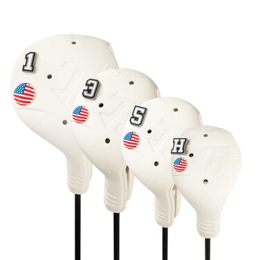 FRANKTECH Golf Head Covers, EVA Plastic Golf Club Covers for Driver Fairway Woods Hybrid, Driver Headcover with Pins, Fit All Right-Handed Golf Clubs, Easy On Off, Washable (White 4pcs Set)