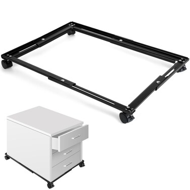 CroBlissful Adjustable File Caddy File Cabinet Wheels File Folder Racks for Home Office, Black